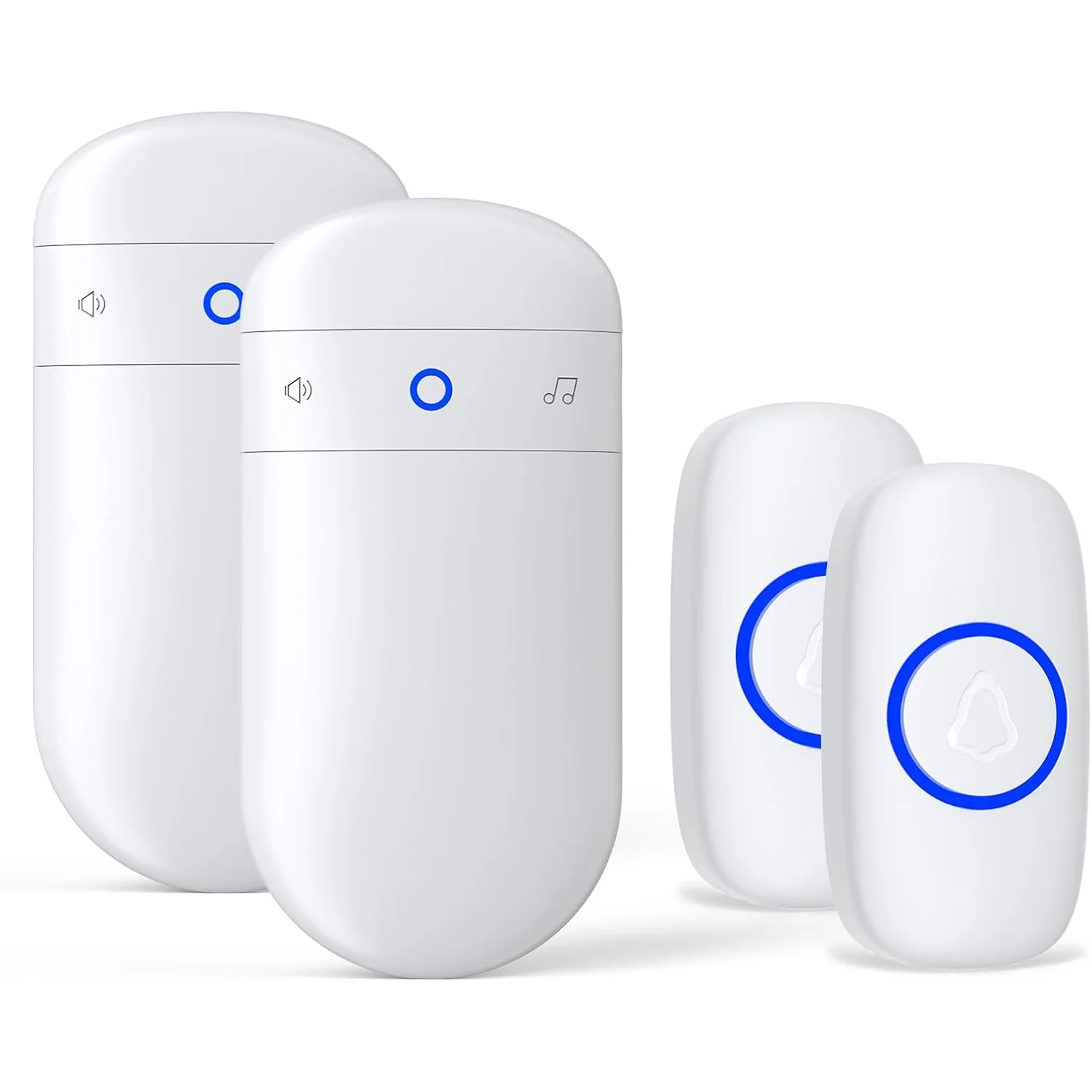 SECRUI Capsule Wireless Doorbell, white, 2 buttons + 2 receivers