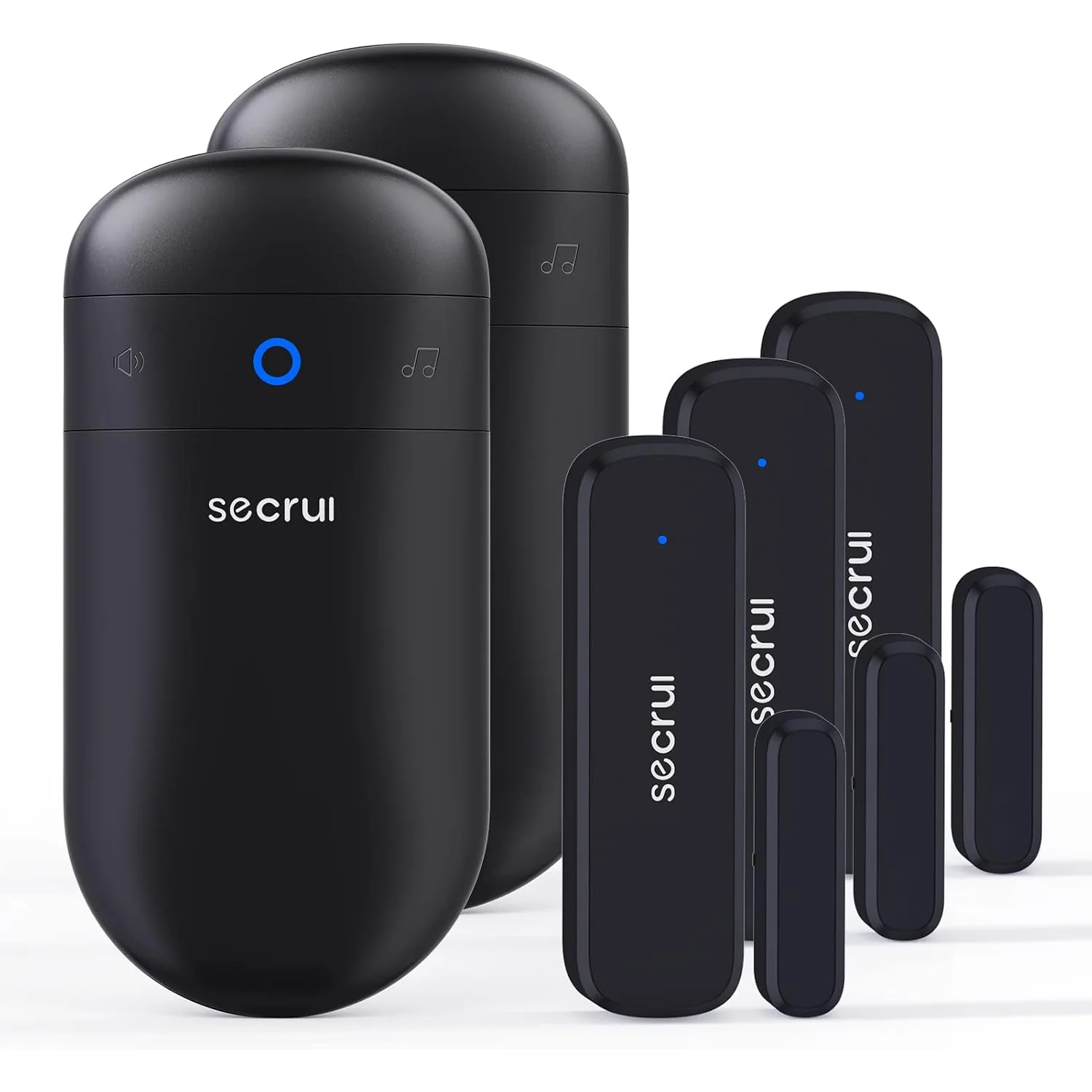 SECRUI Capsule Door Open Chime, black, 3 sensors + 2 receivers
