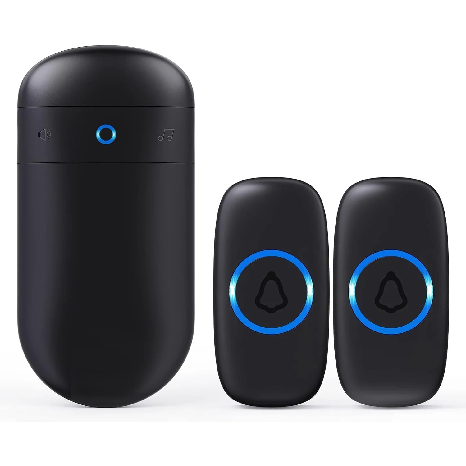 SECRUI Capsule Wireless Doorbell, black, 2 buttons + 1 receiver